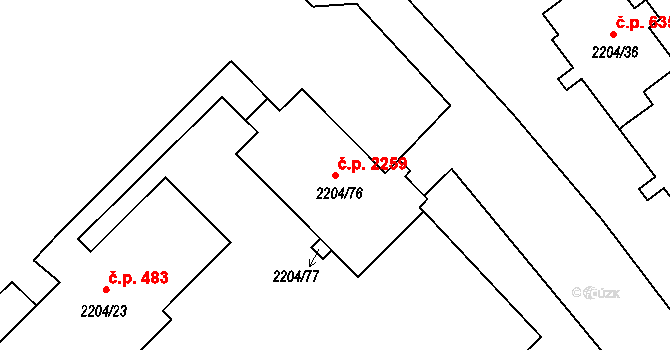 Zábřeh 2259 na parcele st. 2204/76 v KÚ Zábřeh na Moravě, Katastrální mapa