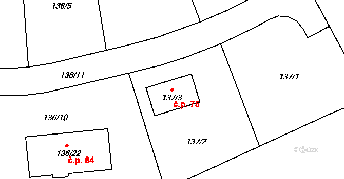 Háje 75, Kolová na parcele st. 137/3 v KÚ Háje u Karlových Var, Katastrální mapa