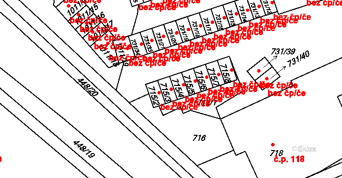 Mšeno nad Nisou 2331, Jablonec nad Nisou na parcele st. 715/3 v KÚ Mšeno nad Nisou, Katastrální mapa