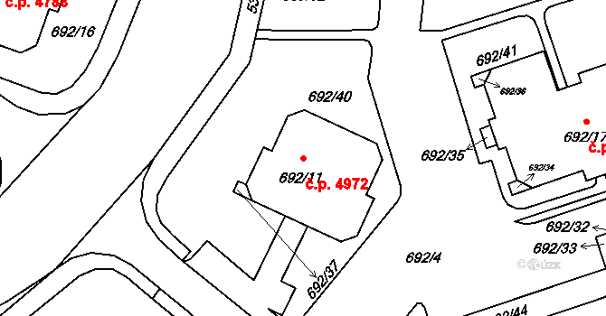 Proseč nad Nisou 4972, Jablonec nad Nisou na parcele st. 692/11 v KÚ Proseč nad Nisou, Katastrální mapa