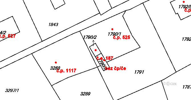 Rumburk 1 187, Rumburk na parcele st. 1790/2 v KÚ Rumburk, Katastrální mapa