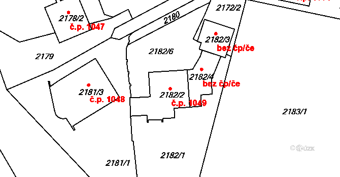 Jemnice 1049 na parcele st. 2182/2 v KÚ Jemnice, Katastrální mapa