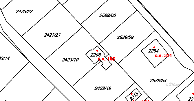 Lačnov 183, Svitavy na parcele st. 2208 v KÚ Moravský Lačnov, Katastrální mapa