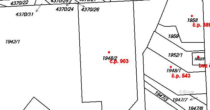 Veselí nad Lužnicí II 903, Veselí nad Lužnicí na parcele st. 1948/2 v KÚ Veselí nad Lužnicí, Katastrální mapa