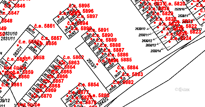 Kadaň 5887 na parcele st. 2632/5 v KÚ Kadaň, Katastrální mapa