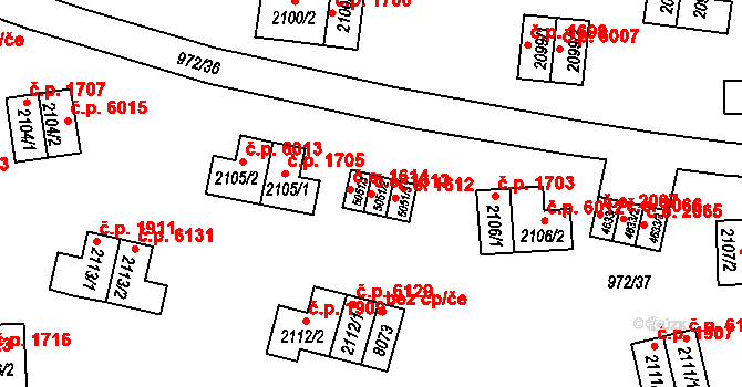 Zlín 1613 na parcele st. 5051/2 v KÚ Zlín, Katastrální mapa