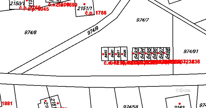 Zlín 3218,3219 na parcele st. 6489 v KÚ Zlín, Katastrální mapa