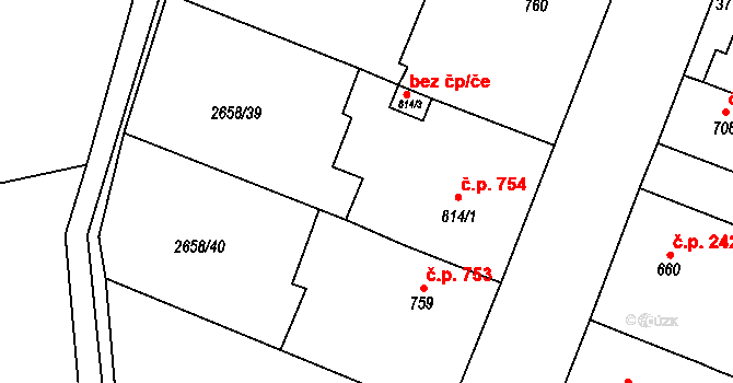 Jaroměřice nad Rokytnou 38340721 na parcele st. 814/2 v KÚ Jaroměřice nad Rokytnou, Katastrální mapa