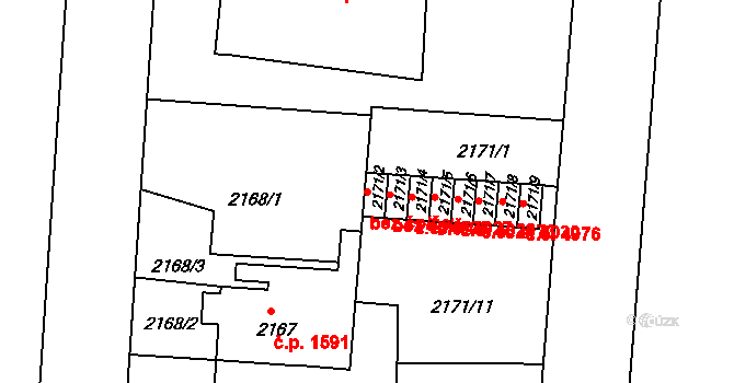 Ústí nad Labem 38817721 na parcele st. 2171/2 v KÚ Ústí nad Labem, Katastrální mapa
