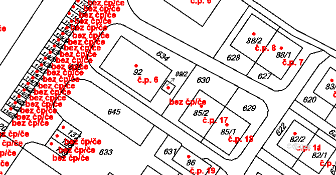 Trutnov 39002721 na parcele st. 89/2 v KÚ Bohuslavice nad Úpou, Katastrální mapa