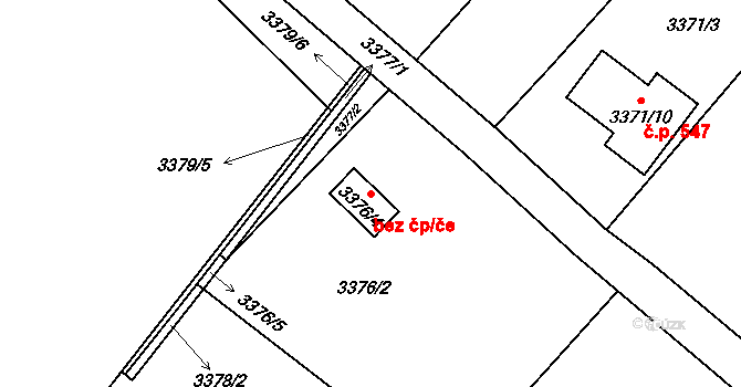 Choceňské Předměstí 852, Vysoké Mýto na parcele st. 3376/4 v KÚ Vysoké Mýto, Katastrální mapa