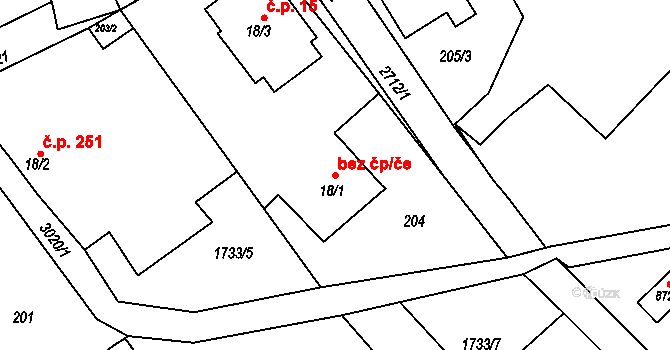 Černilov 40245721 na parcele st. 18/1 v KÚ Černilov, Katastrální mapa