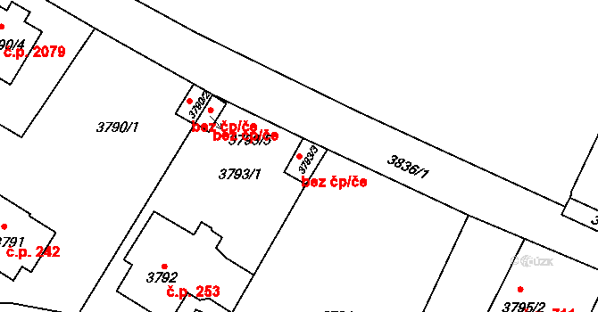 Litoměřice 41078721 na parcele st. 3793/3 v KÚ Litoměřice, Katastrální mapa
