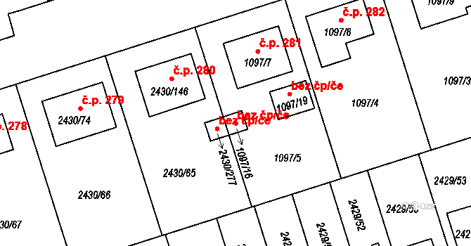 Dačice 42638721 na parcele st. 1097/16 v KÚ Dačice, Katastrální mapa
