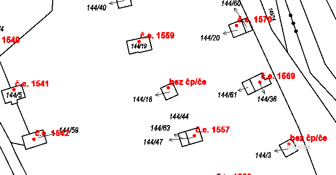Jirkov 42650721 na parcele st. 144/18 v KÚ Červený Hrádek u Jirkova, Katastrální mapa