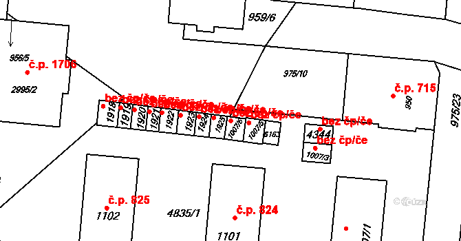 Rožnov pod Radhoštěm 43028721 na parcele st. 1007/6 v KÚ Rožnov pod Radhoštěm, Katastrální mapa