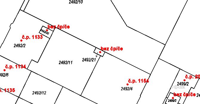 Opava 43778721 na parcele st. 2492/21 v KÚ Opava-Předměstí, Katastrální mapa