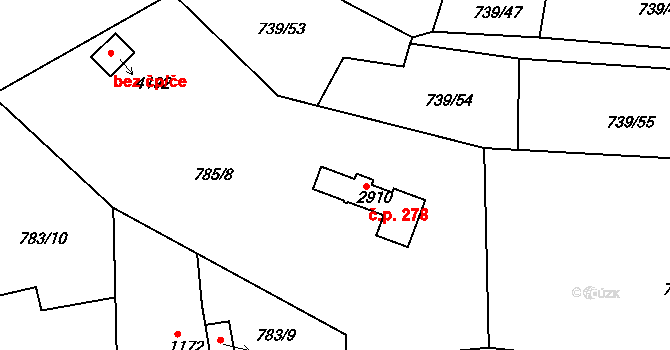 Nádražní Předměstí 278, Český Krumlov na parcele st. 2910 v KÚ Český Krumlov, Katastrální mapa