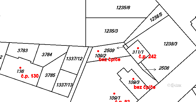 Krupá 44417721 na parcele st. 109/2 v KÚ Krupá, Katastrální mapa