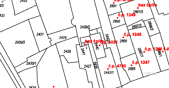 Jihlava 44498721 na parcele st. 2441 v KÚ Jihlava, Katastrální mapa