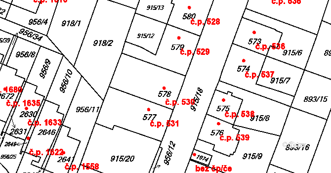 Kateřinky 530, Opava na parcele st. 578 v KÚ Kateřinky u Opavy, Katastrální mapa