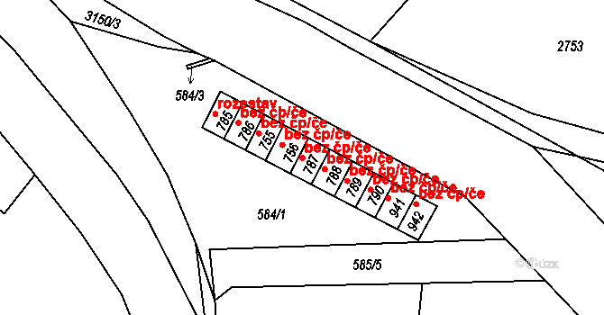 Rudník 44967721 na parcele st. 787 v KÚ Rudník, Katastrální mapa