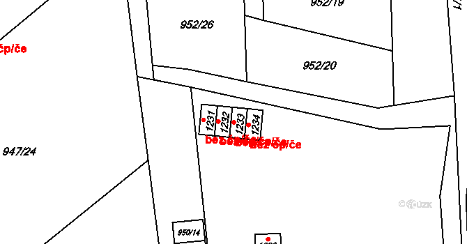 Červený Kostelec 46353721 na parcele st. 1233 v KÚ Červený Kostelec, Katastrální mapa