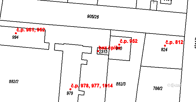 Přelouč 46793721 na parcele st. 2315 v KÚ Přelouč, Katastrální mapa
