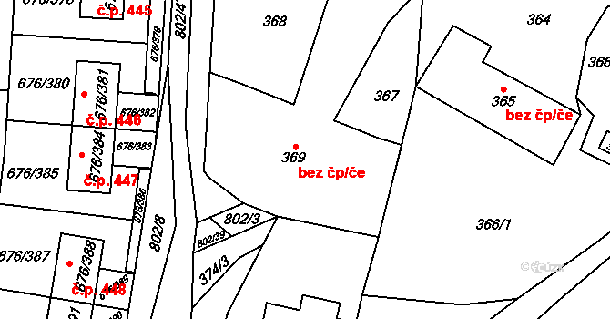 Praha 46871721 na parcele st. 369 v KÚ Zličín, Katastrální mapa