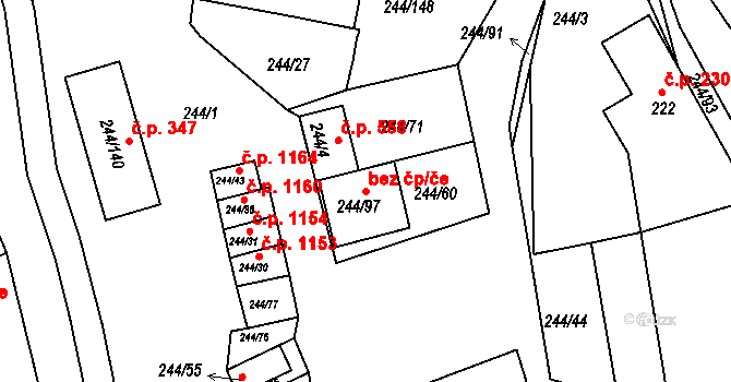 Dobšice 348 na parcele st. 244/97 v KÚ Dobšice u Znojma, Katastrální mapa