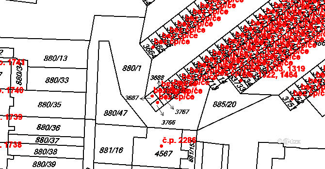 Blansko 49081721 na parcele st. 3689 v KÚ Blansko, Katastrální mapa