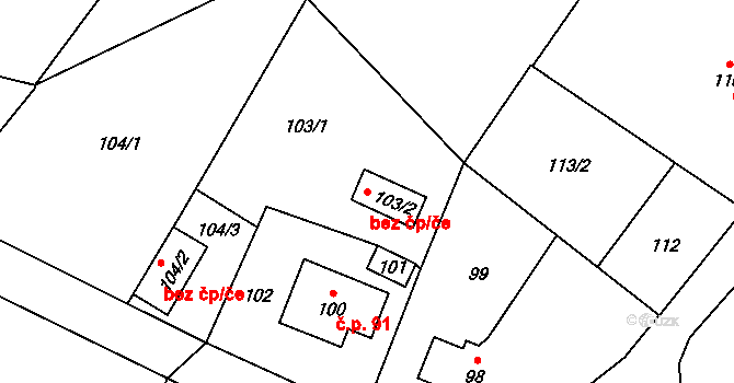 Rýmařov 49619721 na parcele st. 103/2 v KÚ Ondřejov u Rýmařova, Katastrální mapa