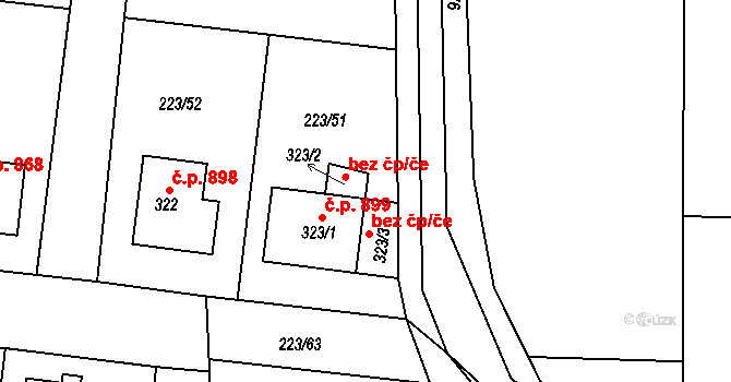 Jilemnice 49831721 na parcele st. 323/2 v KÚ Hrabačov, Katastrální mapa