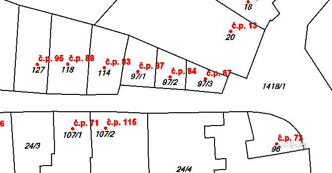 Nemojany 84 na parcele st. 97/2 v KÚ Nemojany, Katastrální mapa