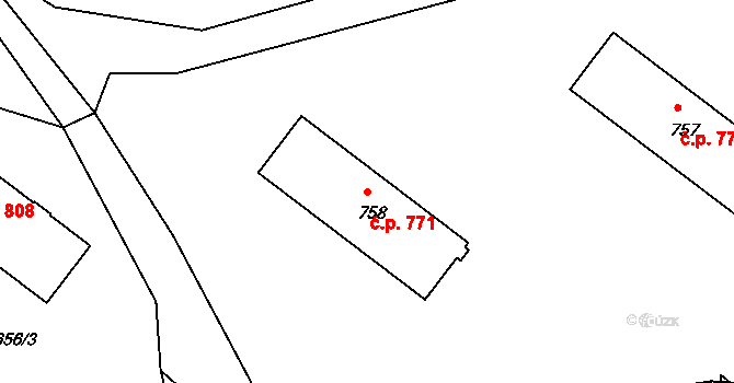Milevsko 771 na parcele st. 758 v KÚ Milevsko, Katastrální mapa