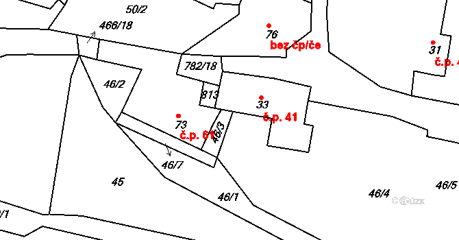 Srlín 41, Bernartice na parcele st. 33 v KÚ Srlín, Katastrální mapa