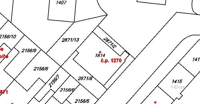 Choceň 1270 na parcele st. 1814 v KÚ Choceň, Katastrální mapa