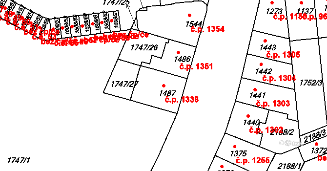 Slaný 1338 na parcele st. 1487 v KÚ Slaný, Katastrální mapa