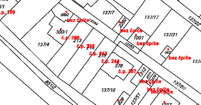 Lobeček 244, Kralupy nad Vltavou na parcele st. 215/1 v KÚ Lobeček, Katastrální mapa