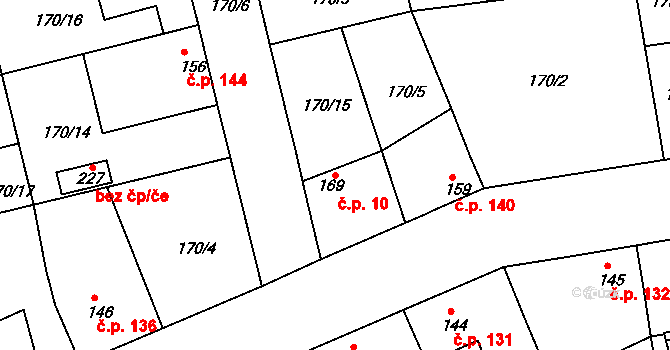 Tachlovice 10 na parcele st. 169 v KÚ Tachlovice, Katastrální mapa