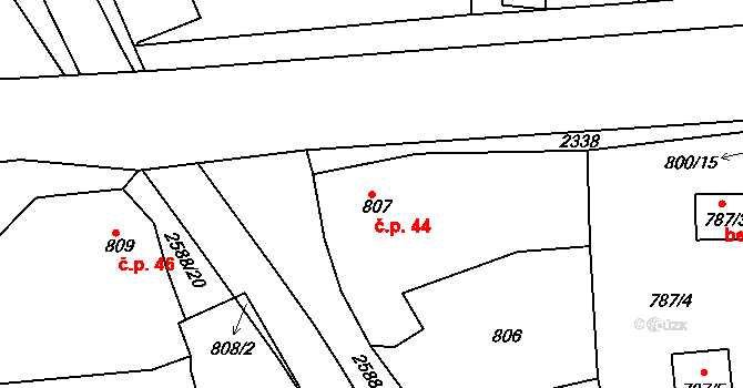 Velké Předměstí 44, Horšovský Týn na parcele st. 807 v KÚ Horšovský Týn, Katastrální mapa