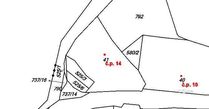 Smolov 14, Mrákov na parcele st. 41 v KÚ Smolov u Domažlic, Katastrální mapa