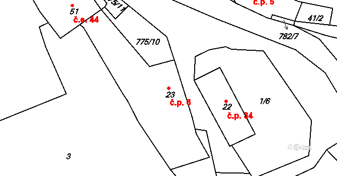 Plískov 6 na parcele st. 23 v KÚ Plískov, Katastrální mapa