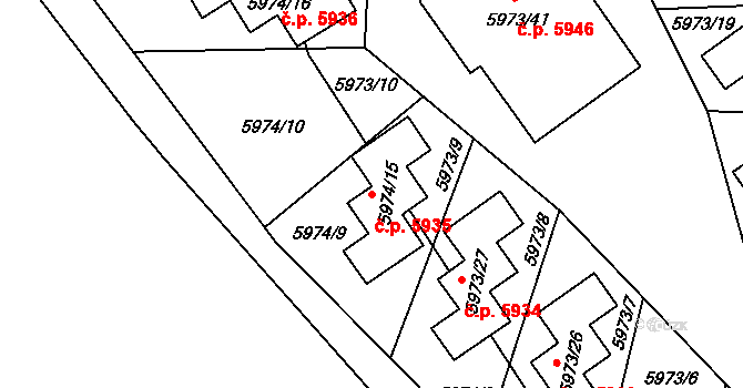 Chomutov 5935 na parcele st. 5974/15 v KÚ Chomutov I, Katastrální mapa