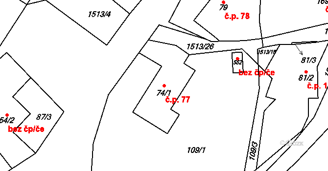 Libhošť 77 na parcele st. 74/1 v KÚ Libhošť, Katastrální mapa