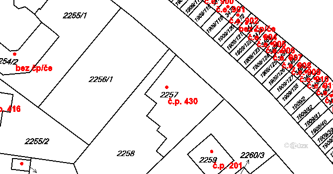 Kopřivnice 430 na parcele st. 2257 v KÚ Kopřivnice, Katastrální mapa