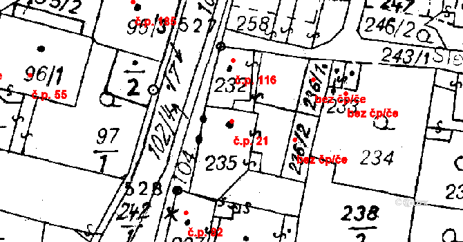 Dolní Sekyřany 21, Heřmanova Huť na parcele st. 235 v KÚ Dolní Sekyřany, Katastrální mapa