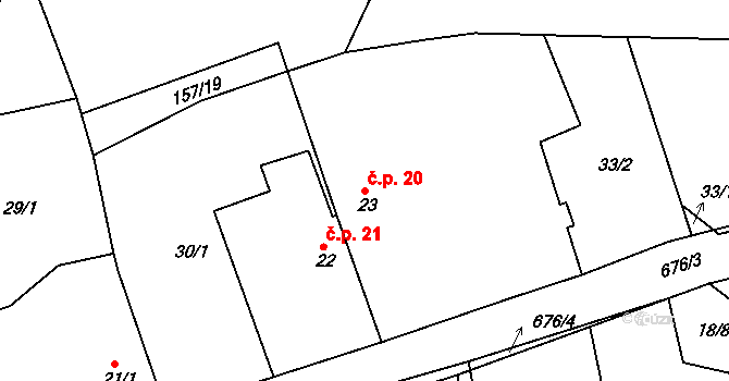Lipno 20, Líšťany na parcele st. 23 v KÚ Lipno u Hunčic, Katastrální mapa