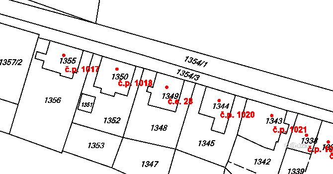 Vejprty 28 na parcele st. 1349 v KÚ Vejprty, Katastrální mapa