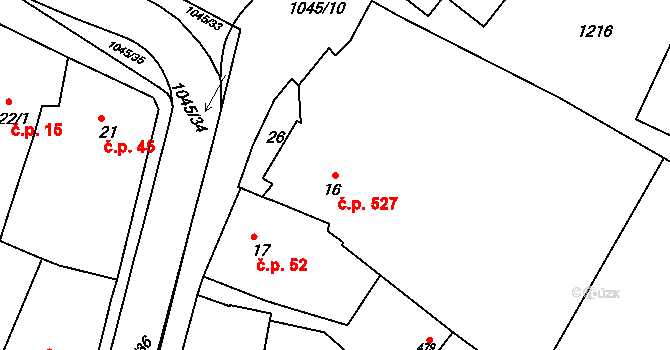 Staňkov II 527, Staňkov na parcele st. 16 v KÚ Staňkov-ves, Katastrální mapa